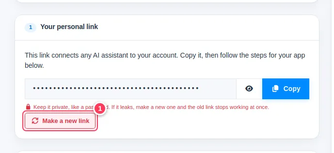 The Make a new link button highlighted