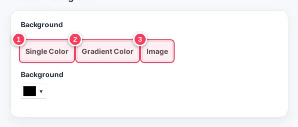 Background options: single colour, gradient or image
