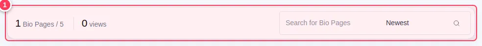 The Bio Pages counter showing pages used out of the limit