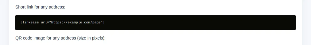 The shortcode examples on the WordPress page