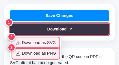 The Download button with the SVG and PNG options